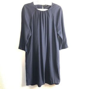 Massimo Dutti navy 3/4 sleeve high neck swing dress size‎ 6